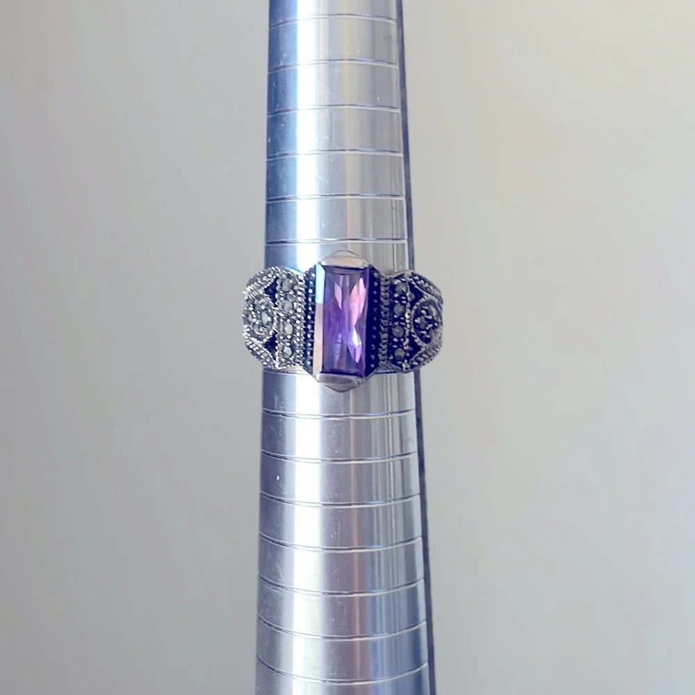 NFS 💖e t s y💖sterling amethyst ring - Picture 1 of 7